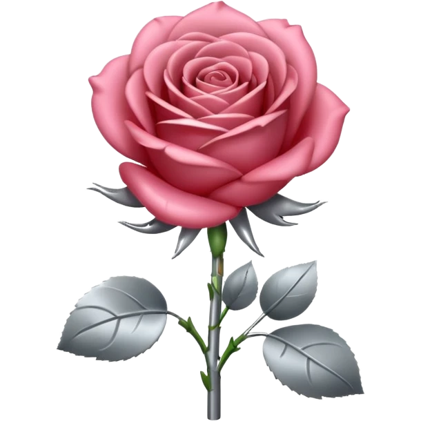 gray metal chrome rose, without green leaves, just flower emoji