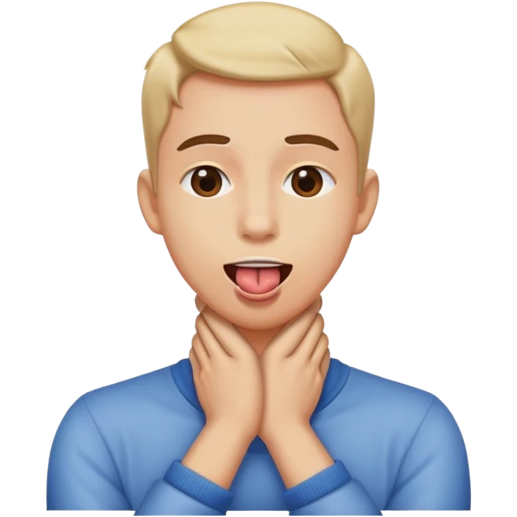 person holding neck crossed hands tongue out emoji