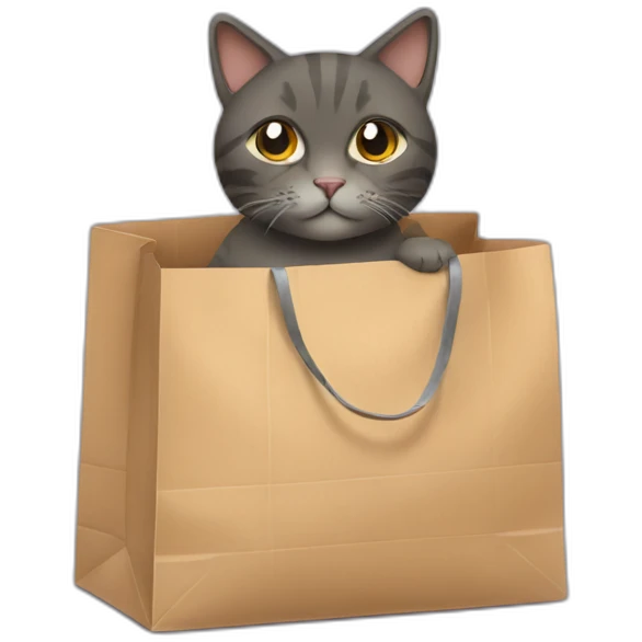 Cat sitting in shopping bag emoji