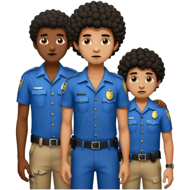 Make a dirty Indian with a short Afro that is curly hair getting arrested. Make the Indian skinny too. Give him a it support outfit not a police uniform emoji