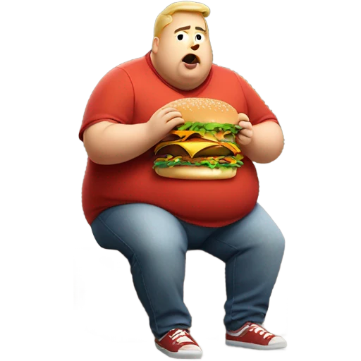 Super fat man eating burger outside of mcdonalds emoji