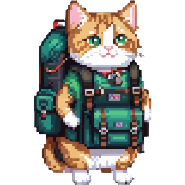 cat wearing a hiking backpack emoji