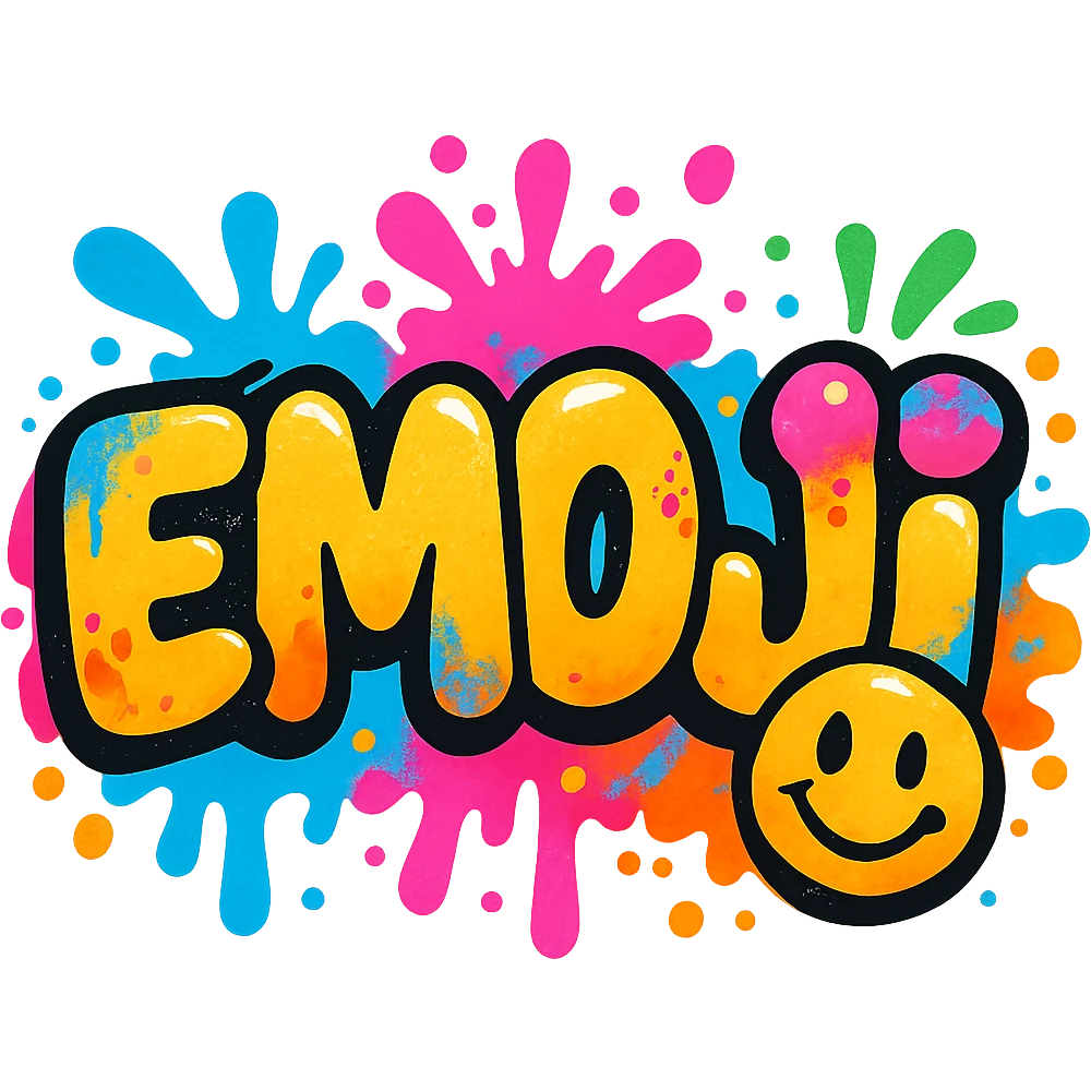 graffiti style emoji, bubble letters, bright colors, playful, fun emoji