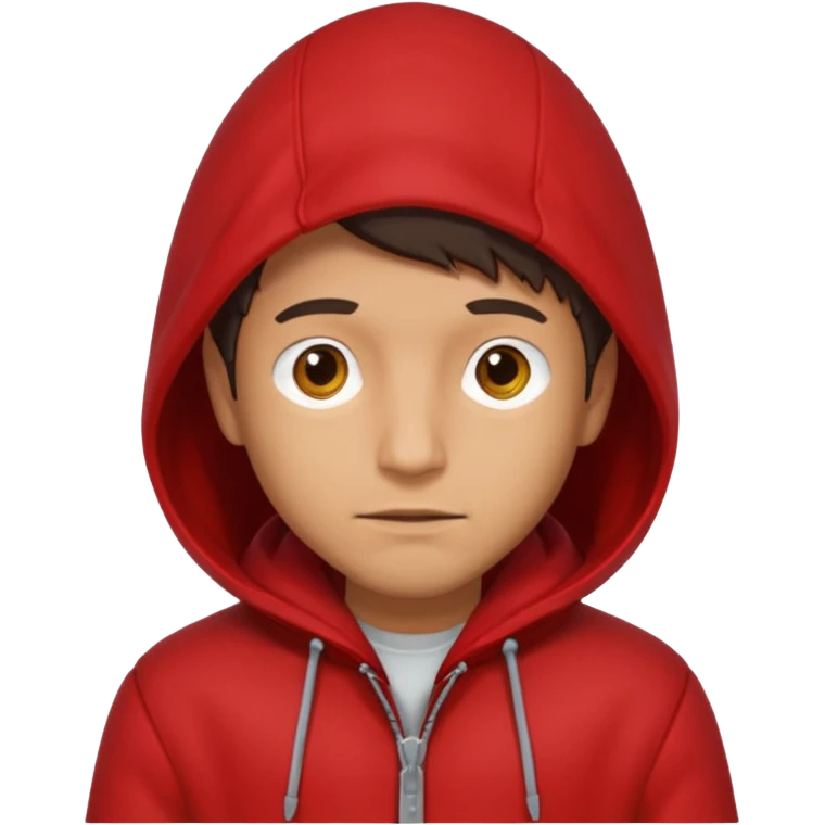 Man in red coat, hood up emoji
