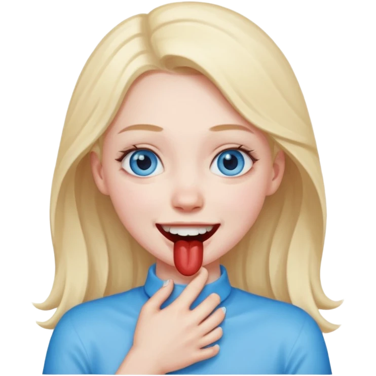 Girl smiling choking herself emoji