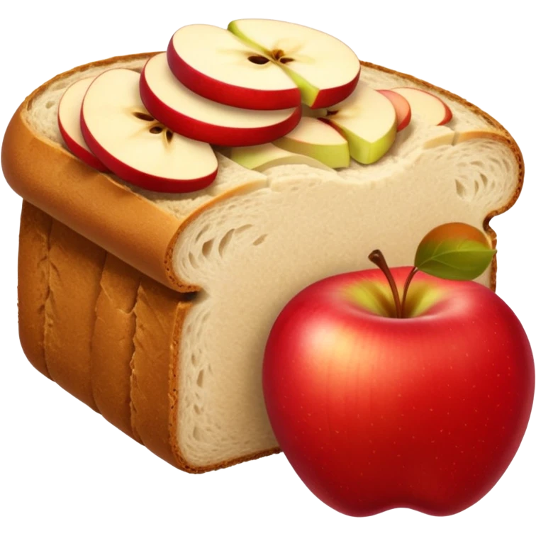 half sliced bread with apple slices inside emoji