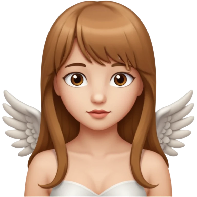 Hada sexy cupido pequeña  de cabello largo lacio castaño claro con flequillo y ojos cafés  emoji