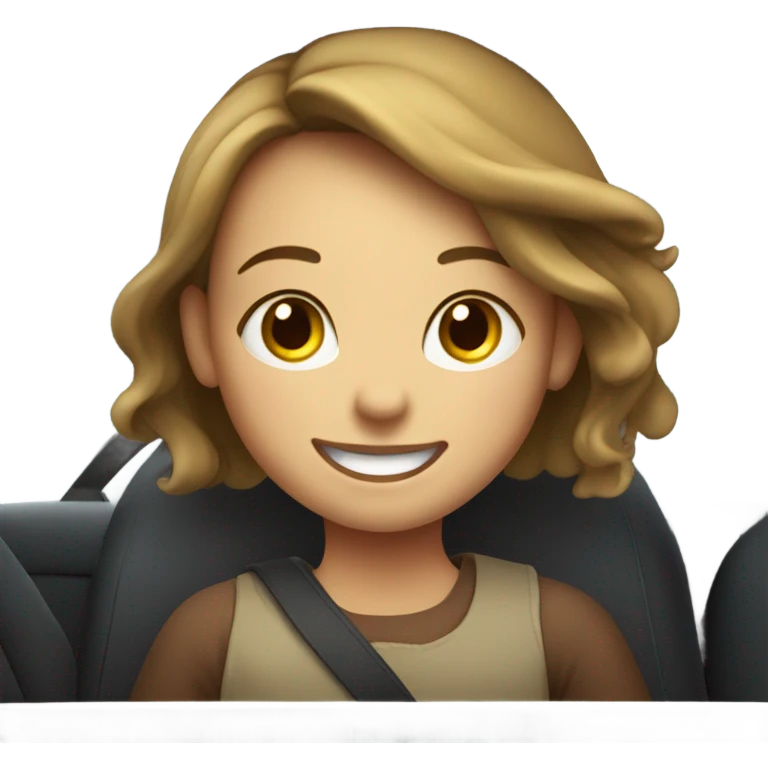 smiling girl in car interior emoji