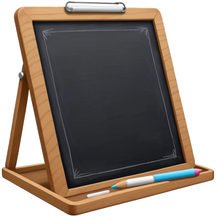 drawing board with classic wooden frame, chalk and eraser emoji