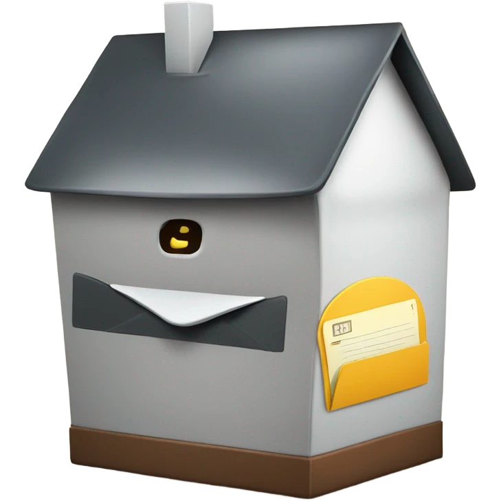 A very large house shaped like mailbox with the front flap open and a letter inside  emoji