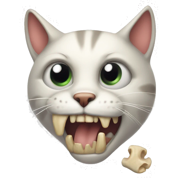 freaky moving cat with bone emoji