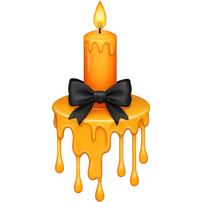 orange yellow candle, with black bow emoji