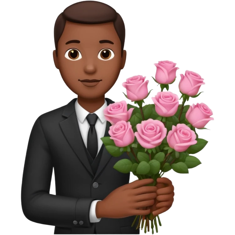 Black Male hand give a bogue of flowers emoji