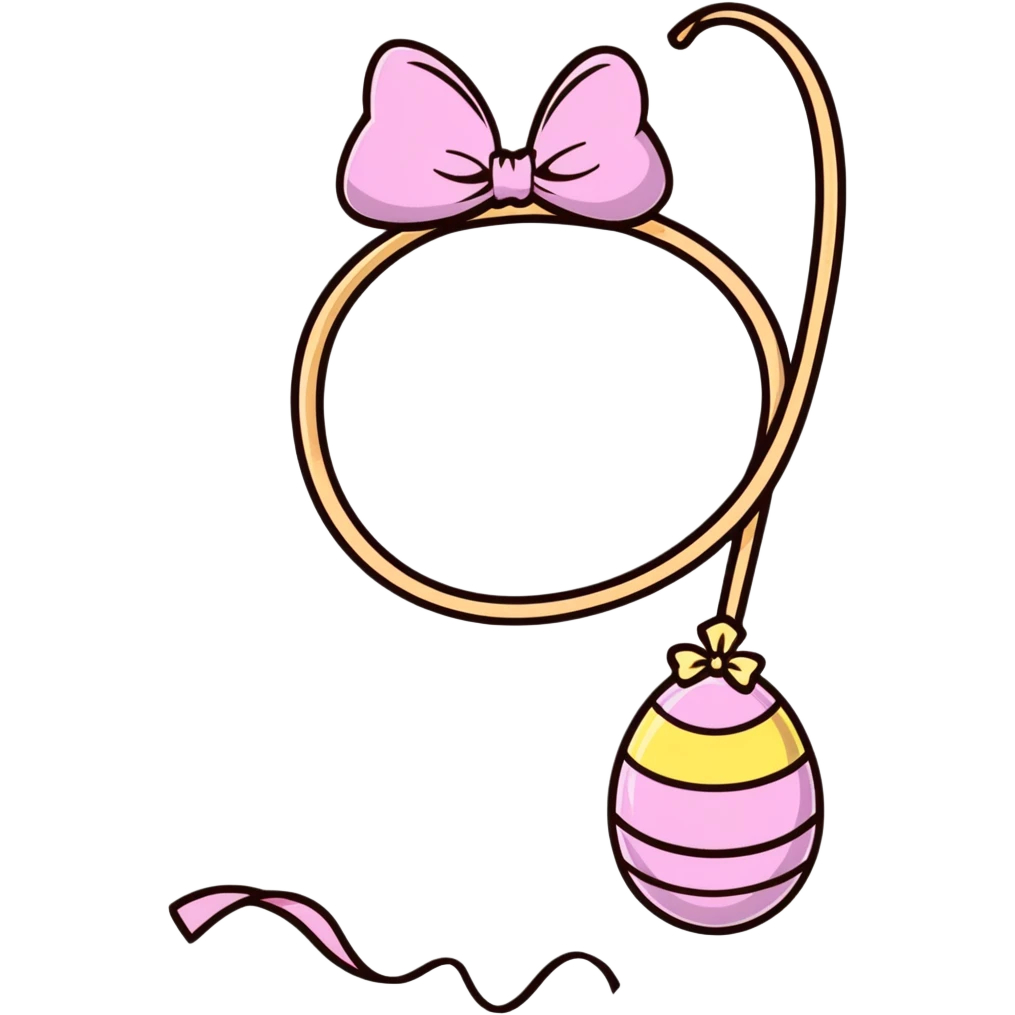 Easter whip with decorative ribbons and bows in pastel colors emoji