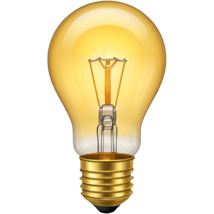 Standard incandescent light bulb with brass base and clear glass emoji