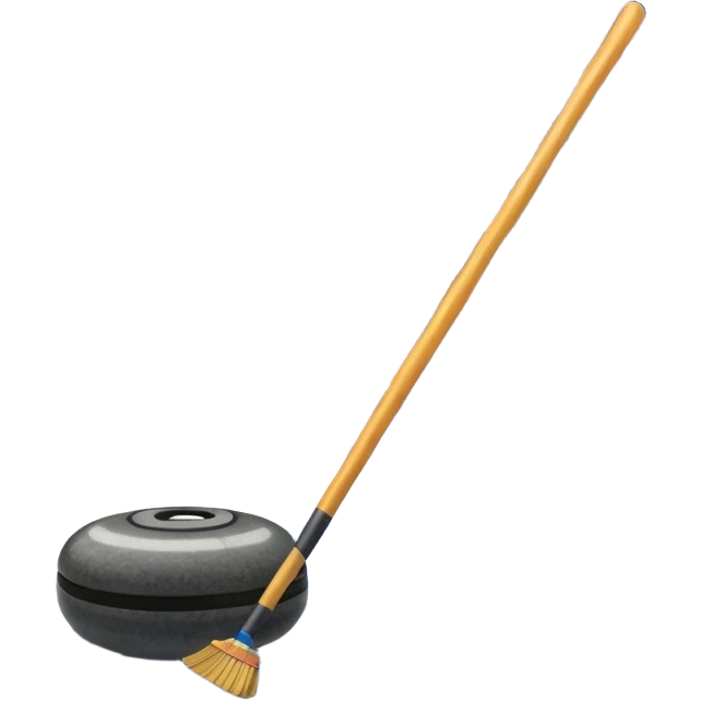 An icon showing a close-up of a curling stone sliding across the ice with a broom beside it. The scene is set in a brightly lit stadium, with detailed spectator stands in the background. Transparent background highlights the focus, skill, and atmosphere of the curling sport. emoji