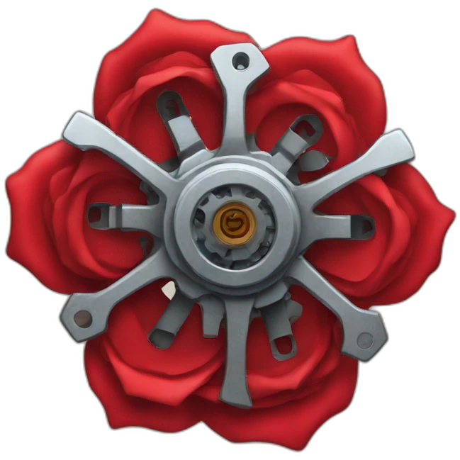 Red Rose in mechanical gear emoji