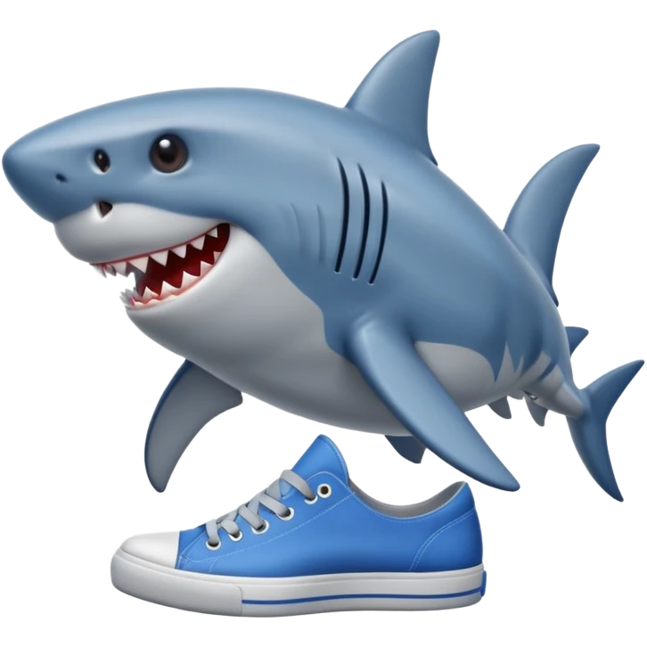 big shark wearing blue shoes  emoji