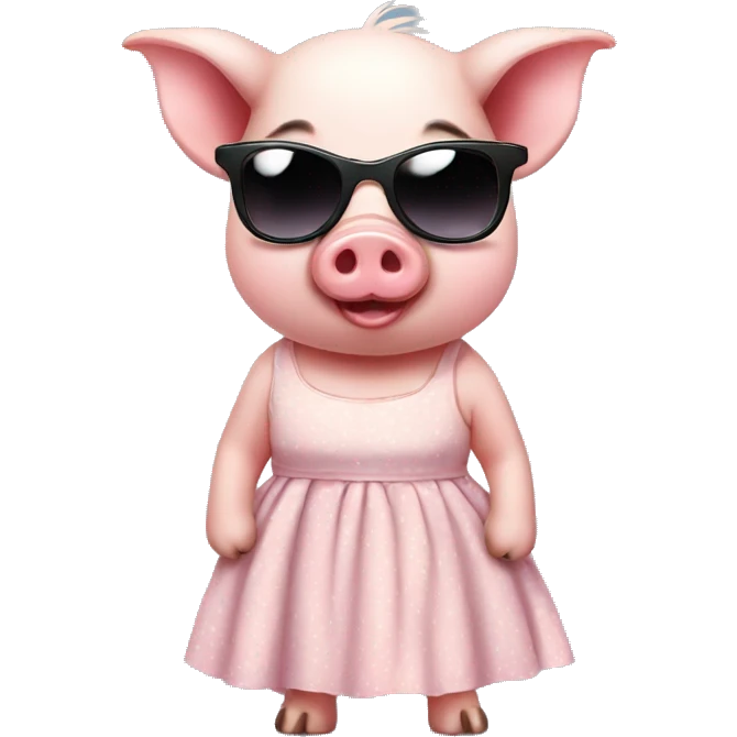 Cute pig wearing sunglasses in a dress emoji