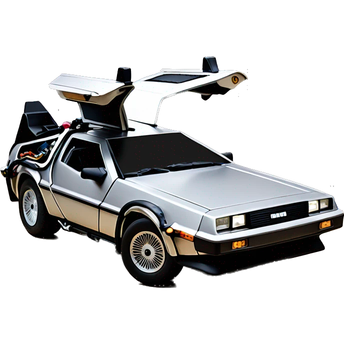 Back to the Future version DeLorean DMC-12 taking off, side view emoji