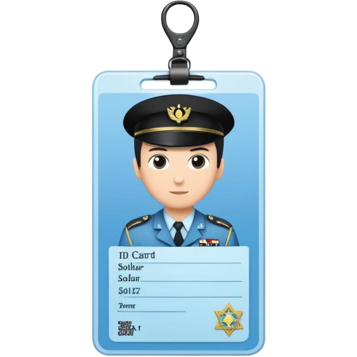 black Scissors cutting a light blue idf soldier ID card in 2 parts .hyper realistic emoji