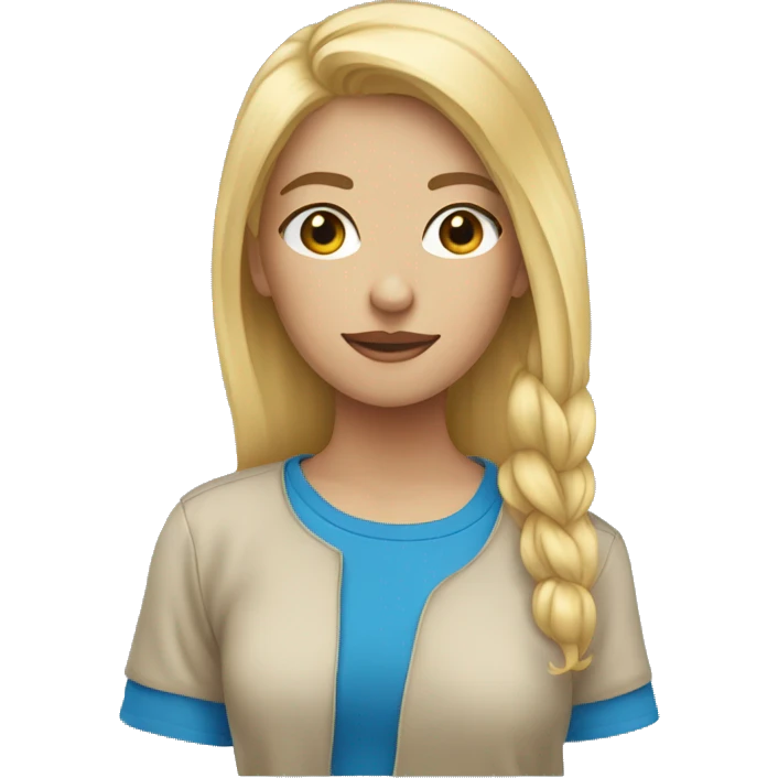 girl blonde hair blue t-sirt emoji