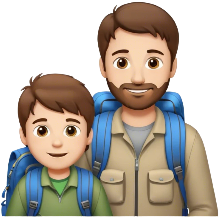 Father and son brow hair happy backpack buddies emoji