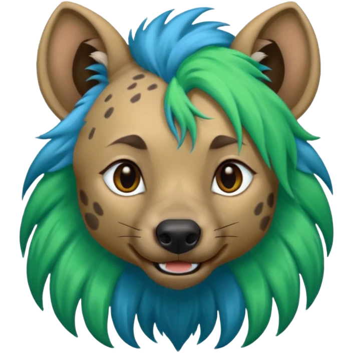 hyena withlong blue and green hair emoji