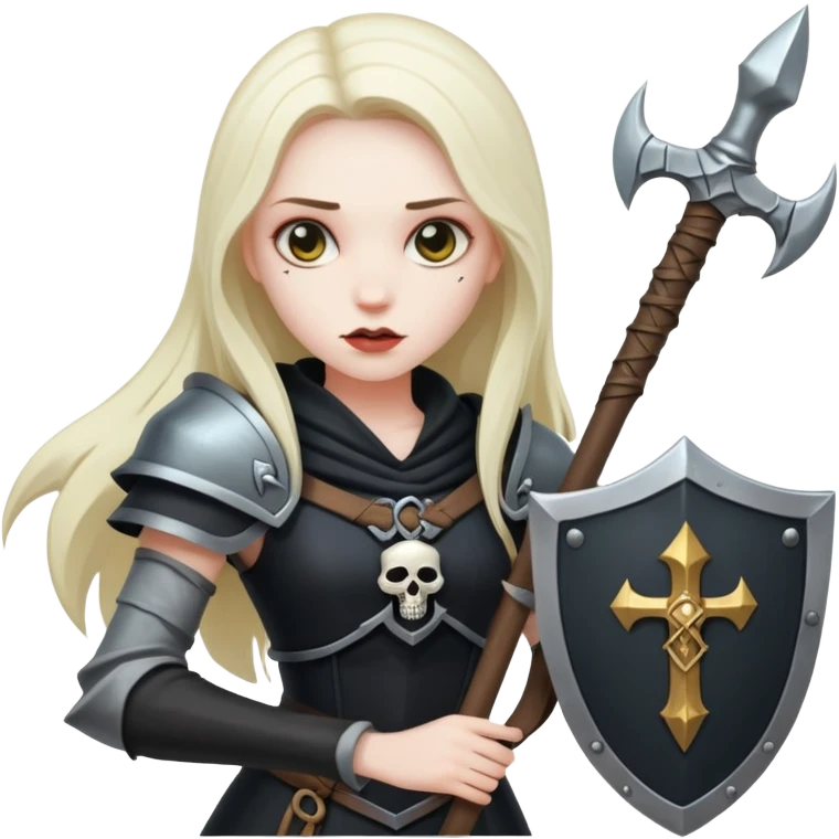 Necromancer girl with sickle and shield emoji