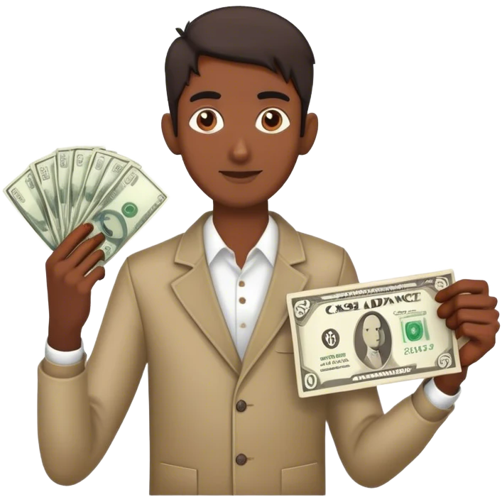 Cash Advance Sign held by a skinny indian man emoji