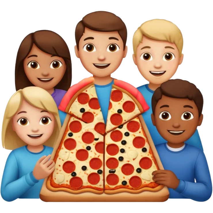 Pizza with girls and boys emoji