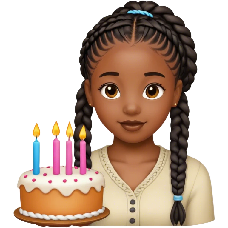 19th birthday black girl with braids emoji
