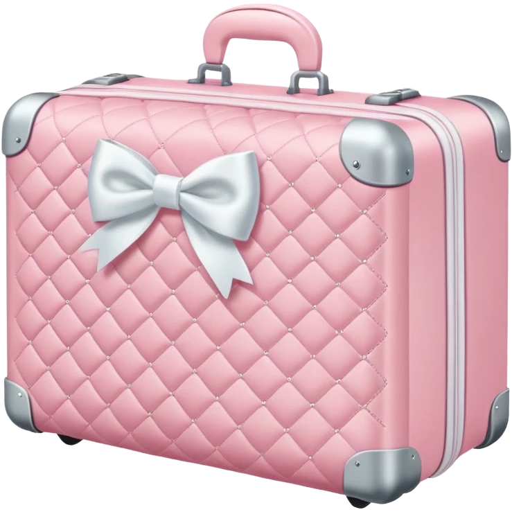 baby pink quilted luggage with white bow  emoji
