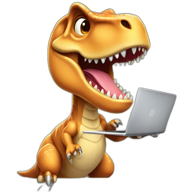 t-rex using laptop emoji
