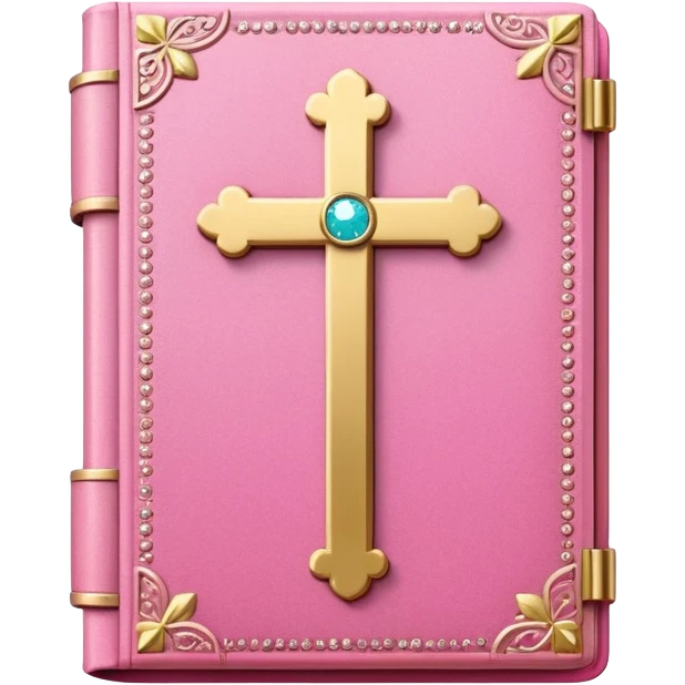 Closed sparkly pink book with gold detailed cross on it  emoji