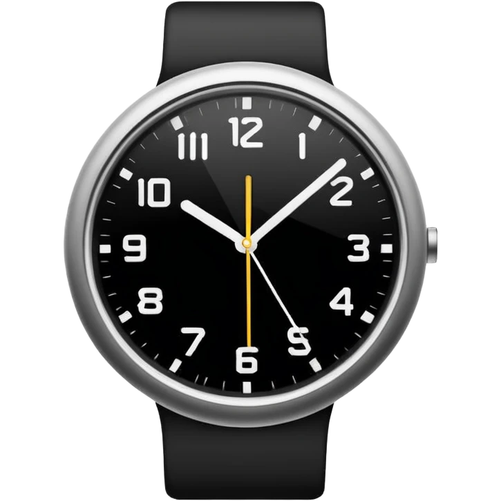 necesito un reloj, ilustrado minimalista, a blancoy negro, con linea delgada , como un icono emoji
