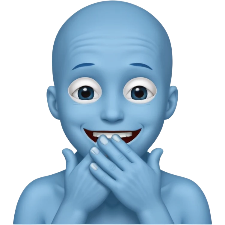 A blue face laughing out loud while covering it's mouth with his hands emoji