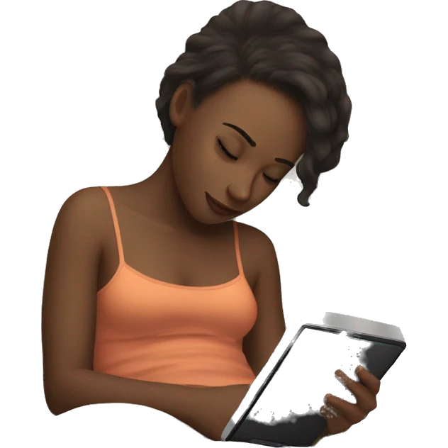 Girl in bed with kindle emoji