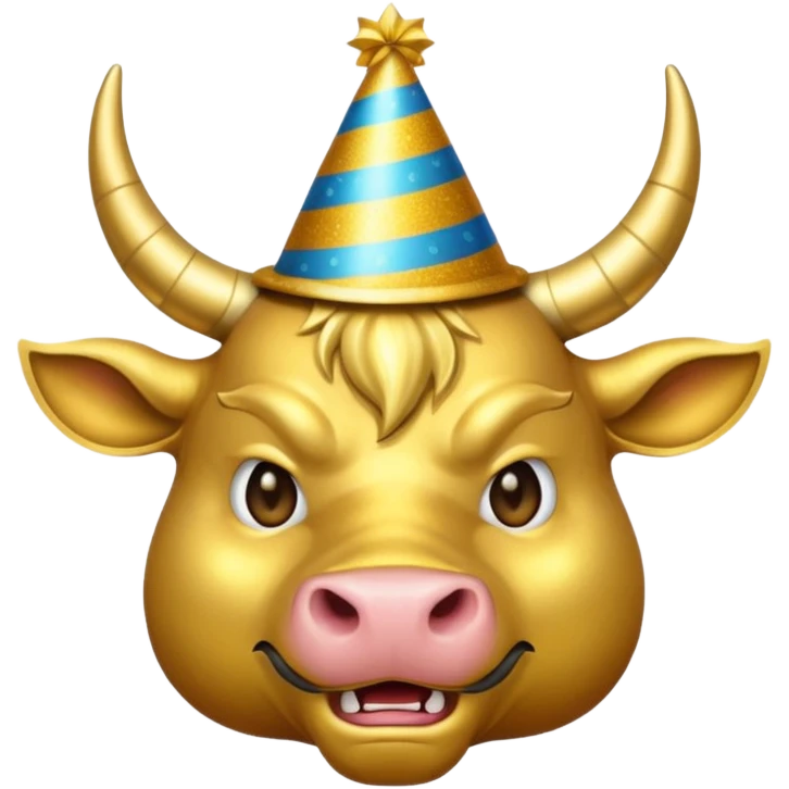 Angry New Year's Eve Dressed Golden Bull Emoji emoji