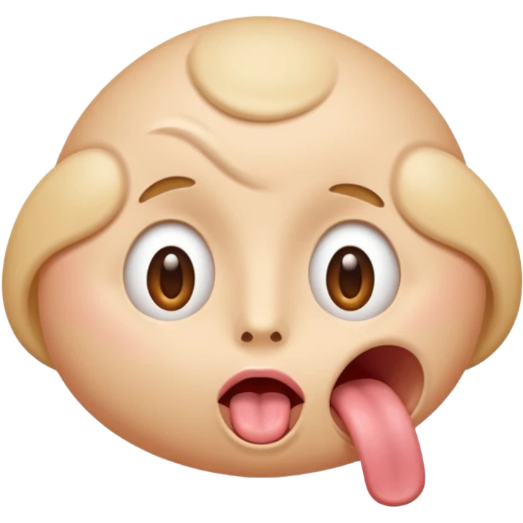 face with rolled up eyes, tongue hanging out, flushed, breathing out hot airs emoji