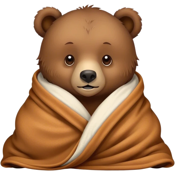 Grizzly bear cub cozy in blanket emoji