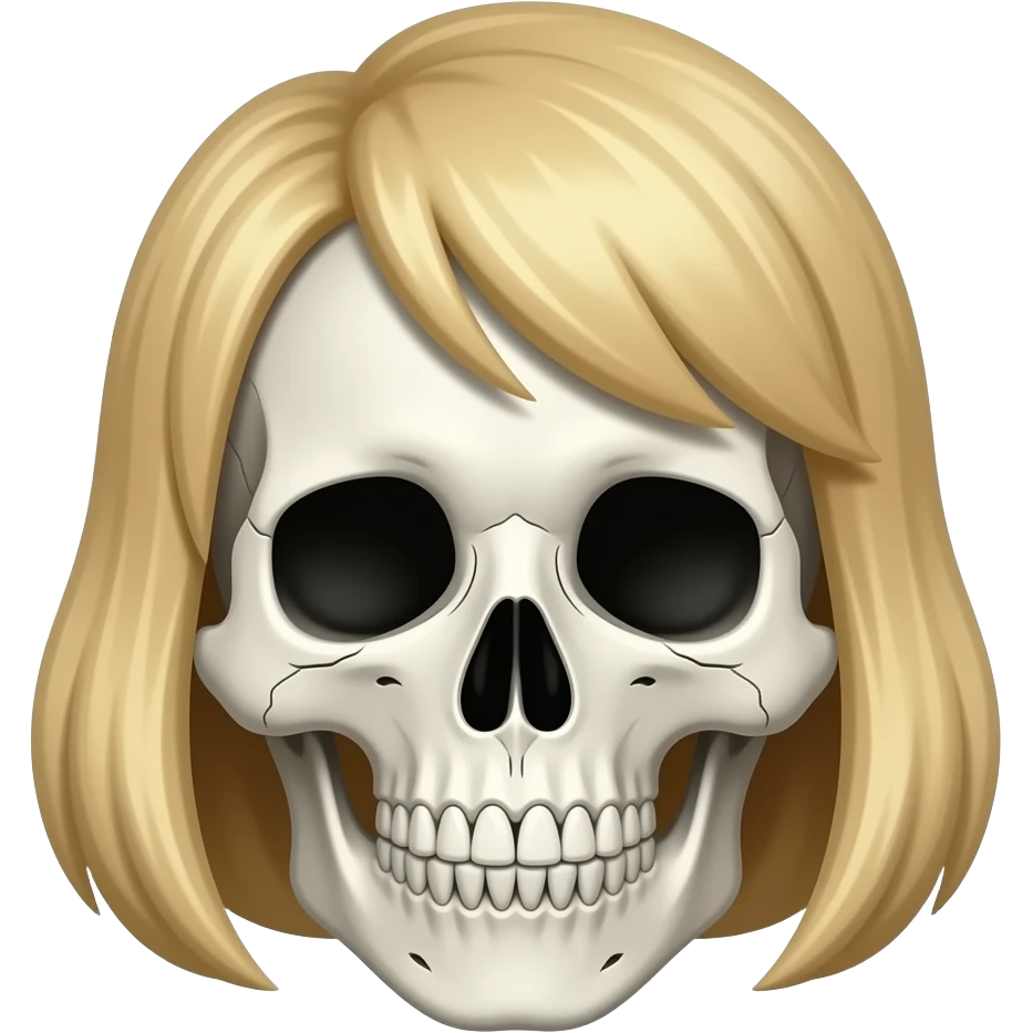skull emoji with a double chin and blonde hair emoji