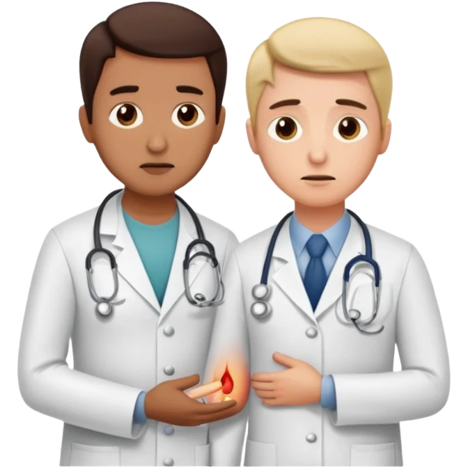 Doctor assessing patient’s pain level to appendicitis patient  emoji