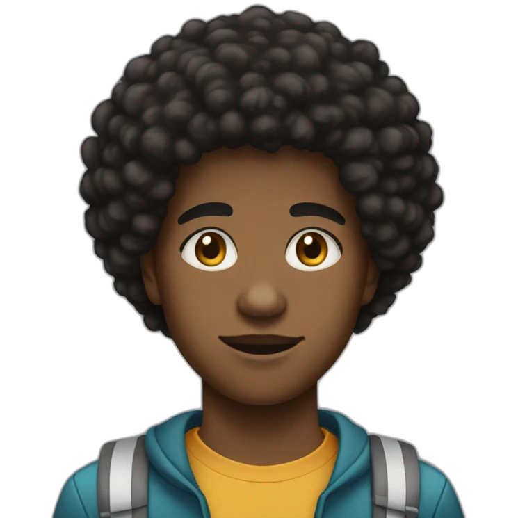 young black teen with a freeform afro and a light mustache and small chin hairs emoji