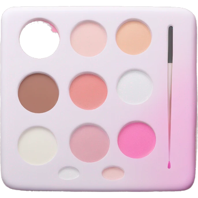 White makeup palette with pink eyeshadow emoji