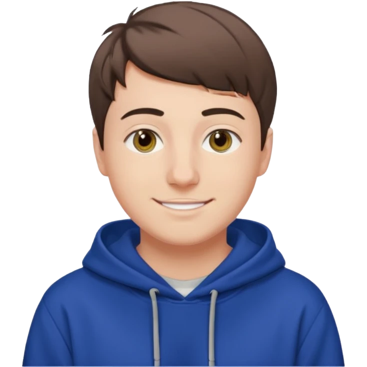 Draw MrBeast in casual hoodie with short hair, french cut  & friendly smile. emoji