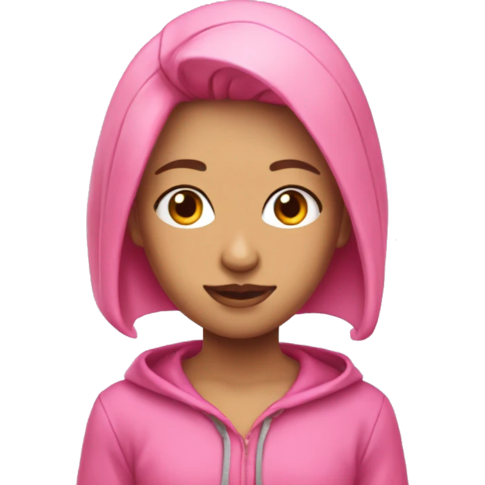 Pink girly Hair with a hoodie emoji