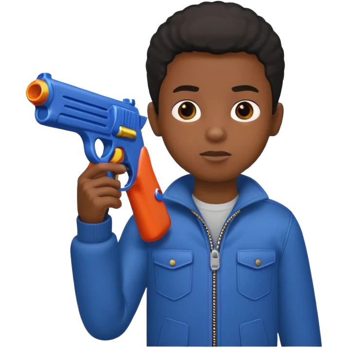 Black boy with a gun emoji