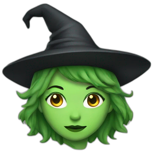 female witch green skin plain white background emoji