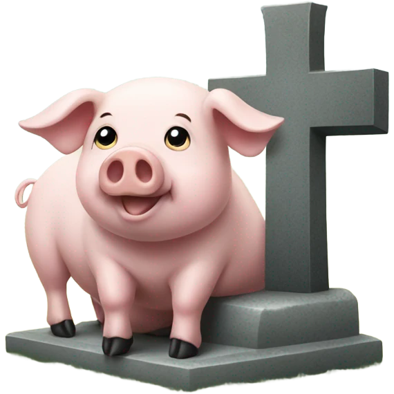 Pig next to a gravestone emoji
